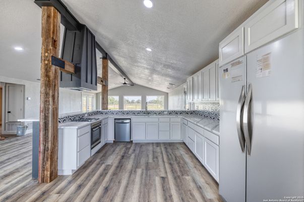 Interior, Kitchen, Recessed Lighting, Wood Texture Flooring
