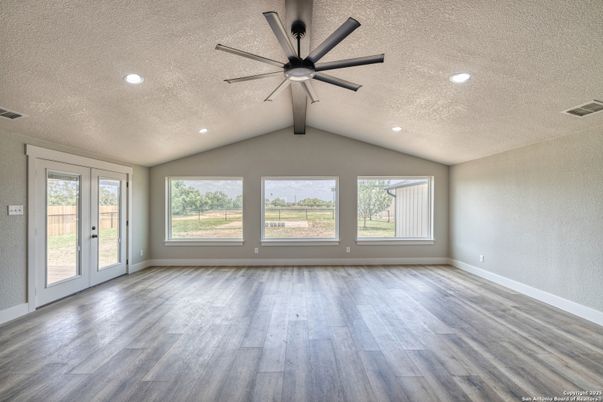 Empty room, Interior, Recessed Lighting, Wooden Beams, Wood Texture Flooring