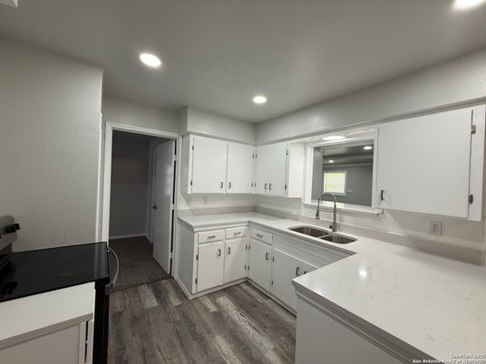 Interior, Kitchen, Recessed Lighting, Wood Texture Flooring