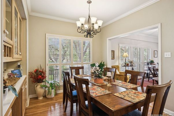 Chandelier, Dining room, Interior, Wood Texture Flooring