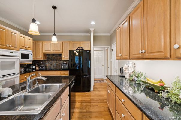 Interior, Kitchen, Pendant Lights, Recessed Lighting, Wood Texture Flooring