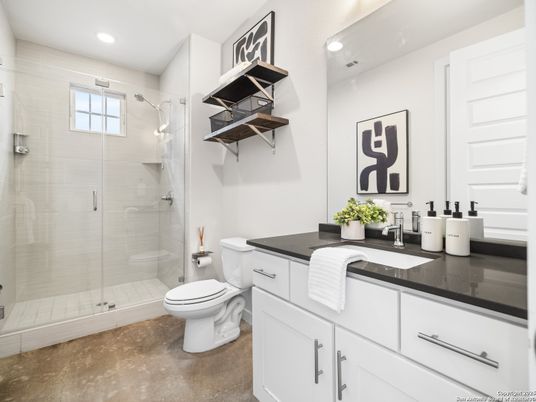 Bathroom, Glass Shower, Interior, Recessed Lighting