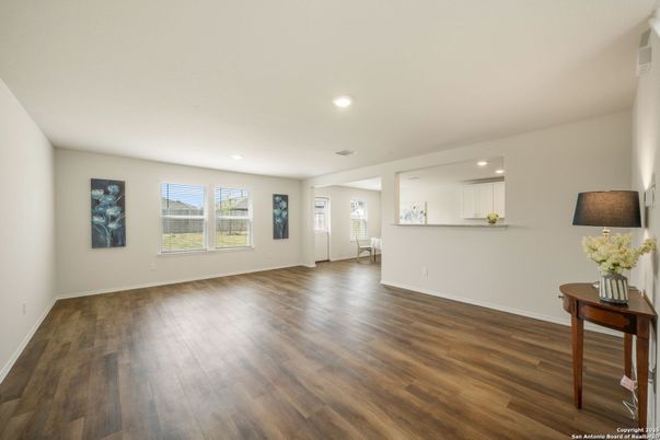 Empty room, Interior, Recessed Lighting, Wood Texture Flooring