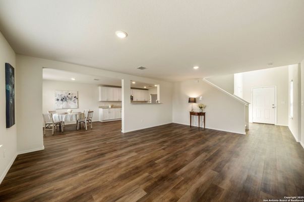 Dining room, Interior, Recessed Lighting, Wood Texture Flooring