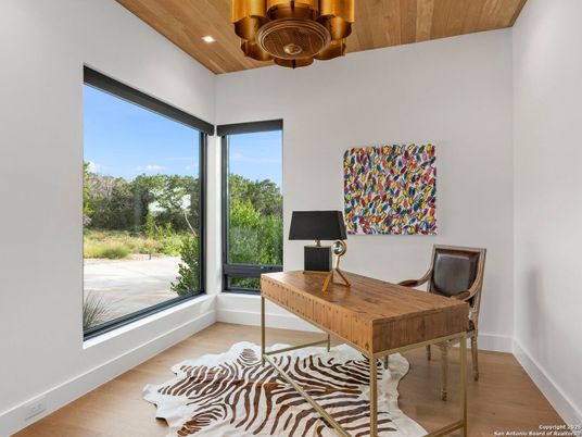 Home Office, Interior, Recessed Lighting, Wooden Ceilings, Wood Texture Flooring