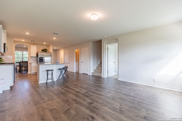 Interior, Kitchen, Recessed Lighting, Wood Texture Flooring