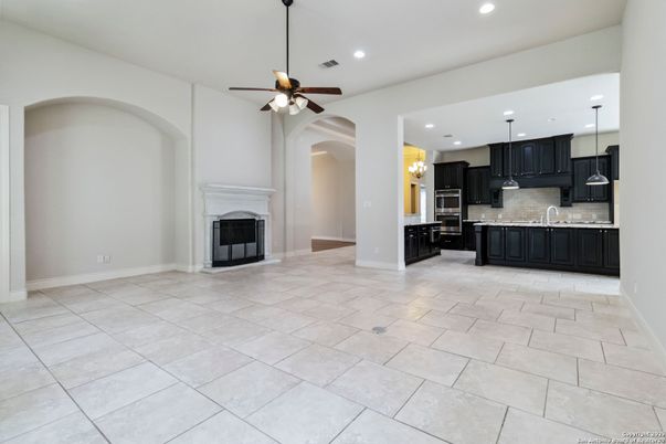 Fireplace, Interior, Kitchen, Pendant Lights, Recessed Lighting