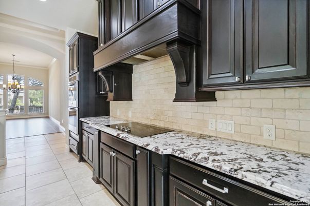 Interior, Kitchen, Pendant Lights, Recessed Lighting, Stone Walls