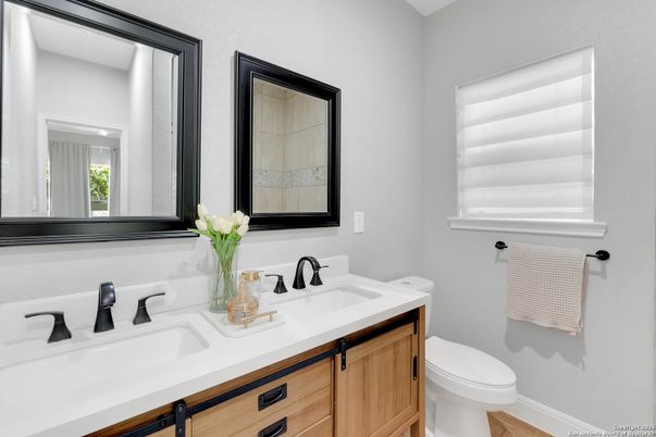 Bathroom, Dual Sink Vanities, Interior, Wood Texture Flooring
