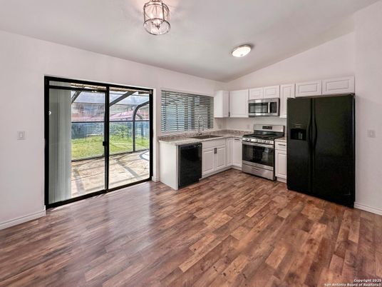 Interior, Kitchen, Stainless Steel Appliances, Wood Texture Flooring
