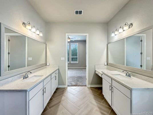 Bathroom, Dual Sink Vanities, Interior, Wood Texture Flooring
