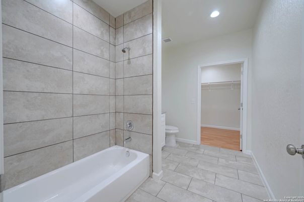 Bathroom, Interior, Recessed Lighting, Wood Texture Flooring