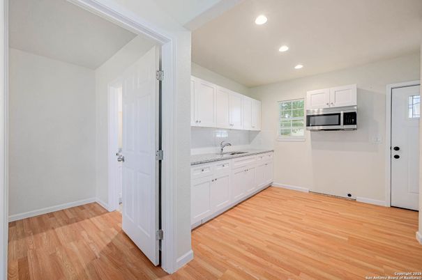 Interior, Kitchen, Recessed Lighting, Wood Texture Flooring