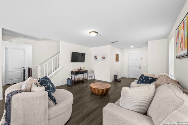 Interior, Living room, Recessed Lighting, Wood Texture Flooring