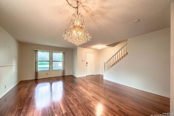 Chandelier, Empty room, Interior, Wood Texture Flooring