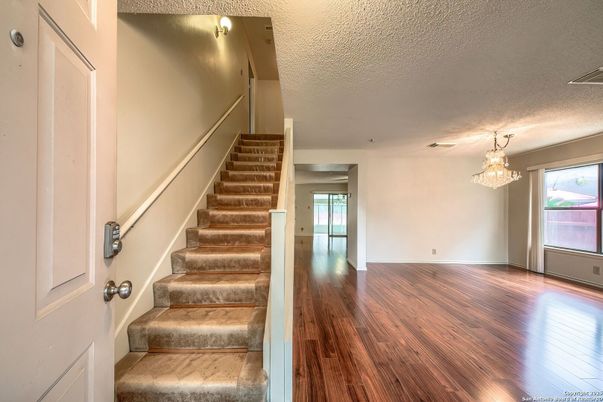 Chandelier, Empty room, Interior, Wood Texture Flooring