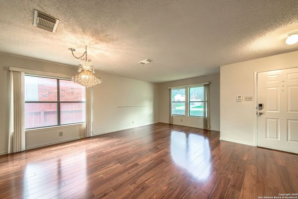Chandelier, Empty room, Interior, Wood Texture Flooring
