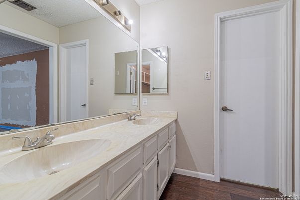 Bathroom, Dual Sink Vanities, Interior, Wood Texture Flooring