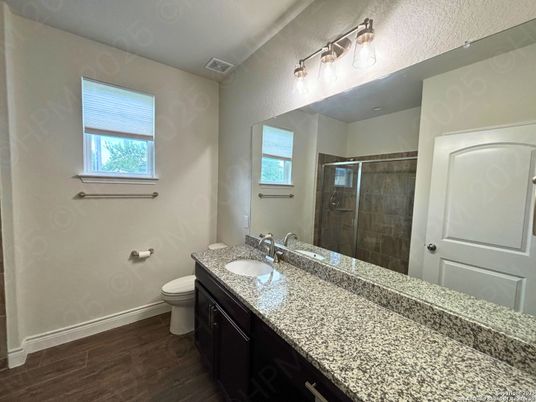 Bathroom, Glass Shower, Interior, Wood Texture Flooring
