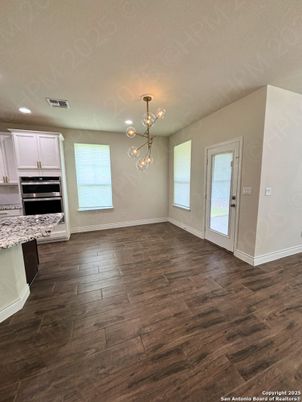 Empty room, Interior, Pendant Lights, Recessed Lighting, Wood Texture Flooring