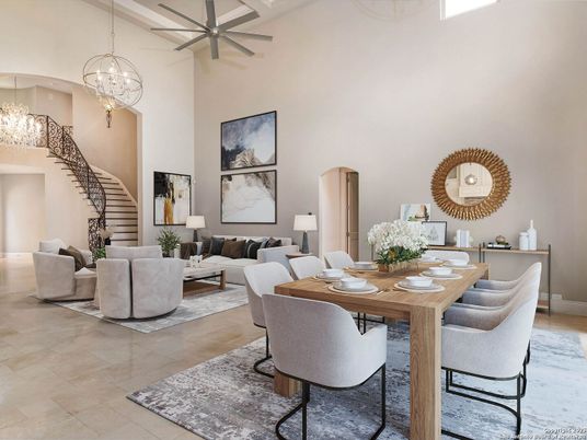Chandelier, Dining room, Interior, Living room, Pendant Lights, Wood Texture Flooring