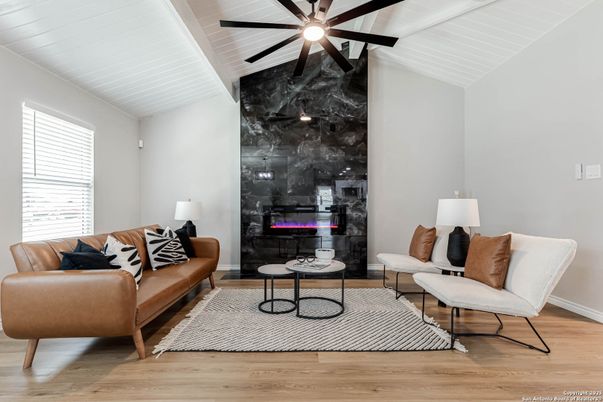 Interior, Living room, Marble Walls, Wood Texture Flooring