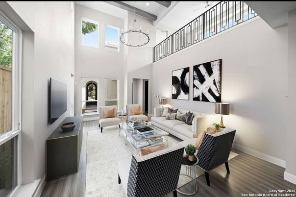 Interior, Living room, Pendant Lights, Recessed Lighting, Wood Texture Flooring