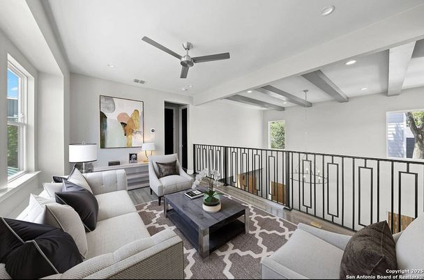 Interior, Living room, Recessed Lighting, Wood Texture Flooring