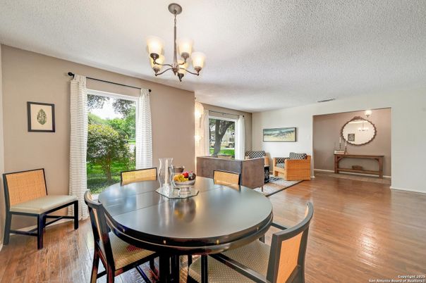 Chandelier, Dining room, Interior, Wood Texture Flooring