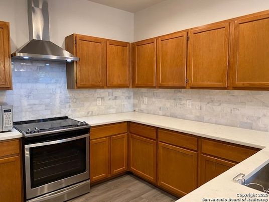 Interior, Kitchen, Stainless Steel Appliances, Wood Texture Flooring