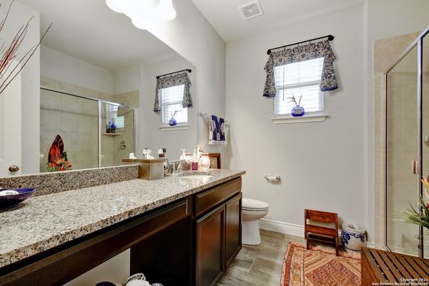 Bathroom, Glass Shower, Interior, Wood Texture Flooring