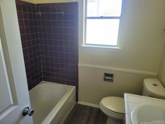 Bathroom, Interior, Tile Countertops, Wood Texture Flooring