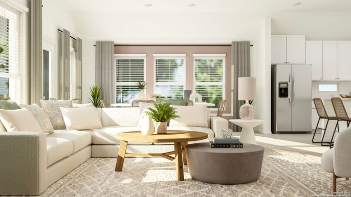 Interior, Kitchen, Living room, Recessed Lighting, Stainless Steel Appliances, Wood Texture Flooring