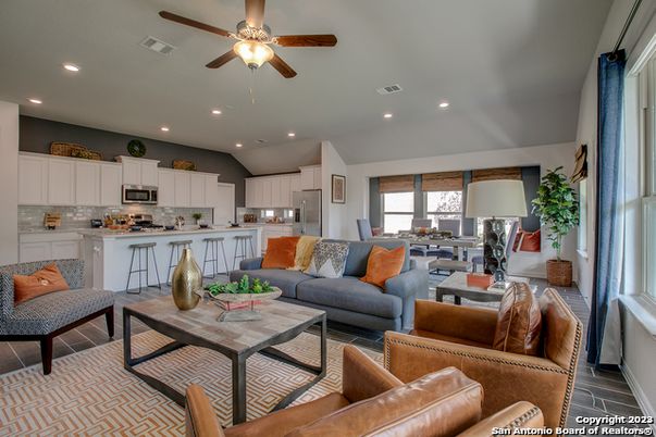 Dining room, Interior, Kitchen, Living room, Recessed Lighting, Stainless Steel Appliances