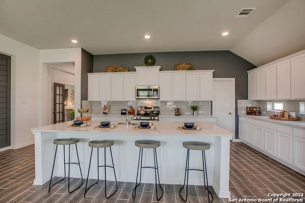 Interior, Kitchen, Recessed Lighting, Wood Texture Flooring