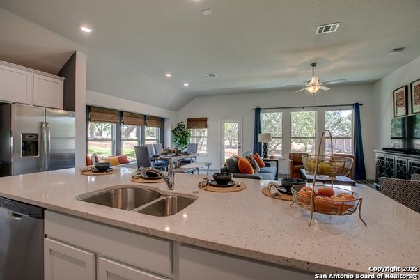 Dining room, Interior, Kitchen, Living room, Recessed Lighting, Stainless Steel Appliances