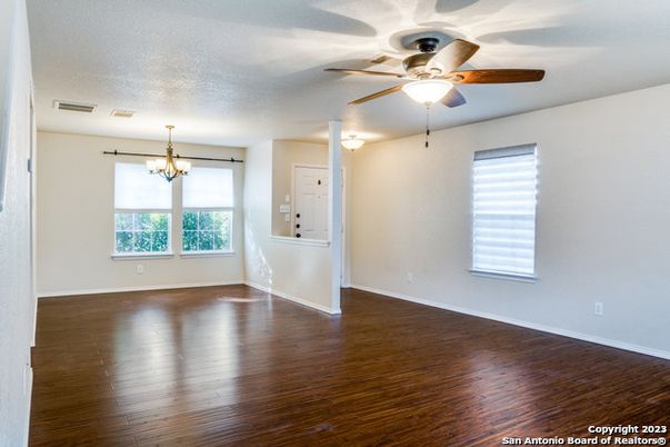 Chandelier, Empty room, Interior, Wood Texture Flooring