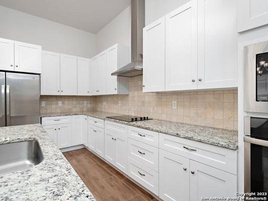 Interior, Kitchen, Stainless Steel Appliances, Wood Texture Flooring