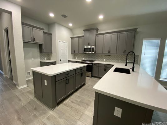 Interior, Kitchen, Recessed Lighting, Wood Texture Flooring