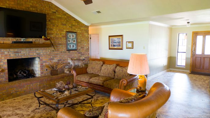 Fireplace, Interior, Living room, Stone Walls, Wood Texture Flooring