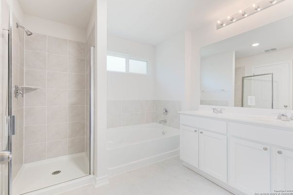 Bathroom, Dual Sink Vanities, Glass Shower, Interior, Recessed Lighting