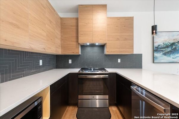 Interior, Kitchen, Stainless Steel Appliances, Wood Texture Flooring