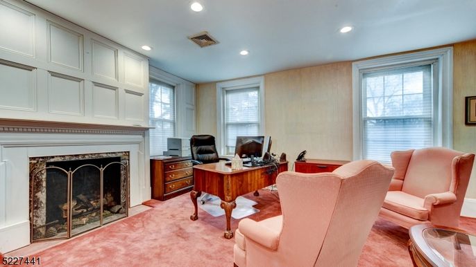 Fireplace, Home Office, Interior, Living room, Recessed Lighting