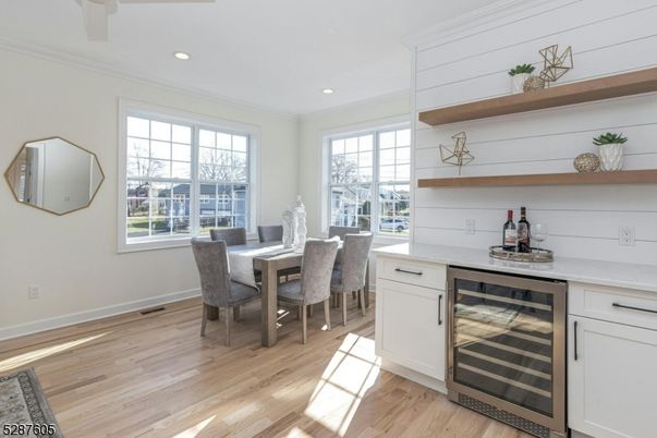 Dining room, Interior, Recessed Lighting, Wood Texture Flooring