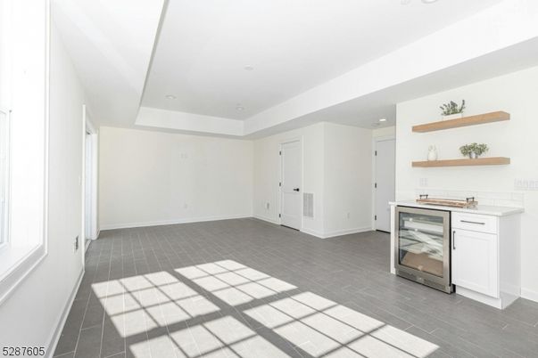 Empty room, Interior, Kitchen, Recessed Lighting, Wood Texture Flooring