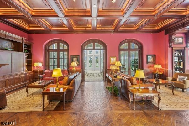 Interior, Living room, Recessed Lighting, Wooden Beams, Wooden Ceilings, Wood Texture Flooring