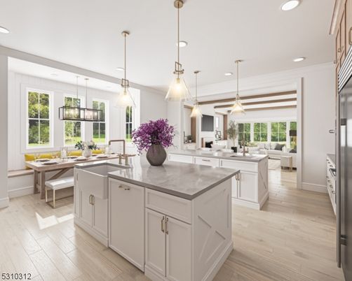 Dining room, Interior, Kitchen, Living room, Pendant Lights, Recessed Lighting, Stainless Steel Appliances, Wood Texture Flooring