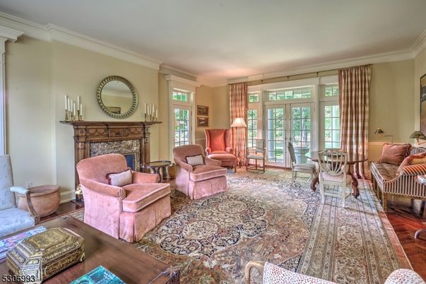 Dining room, Fireplace, Interior, Living room, Wood Texture Flooring