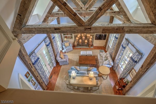 Fireplace, Interior, Living room, Stone Walls, Wooden Beams, Wood Texture Flooring