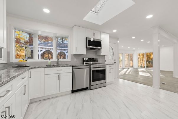 Interior, Kitchen, Marble, Recessed Lighting, Stainless Steel Appliances